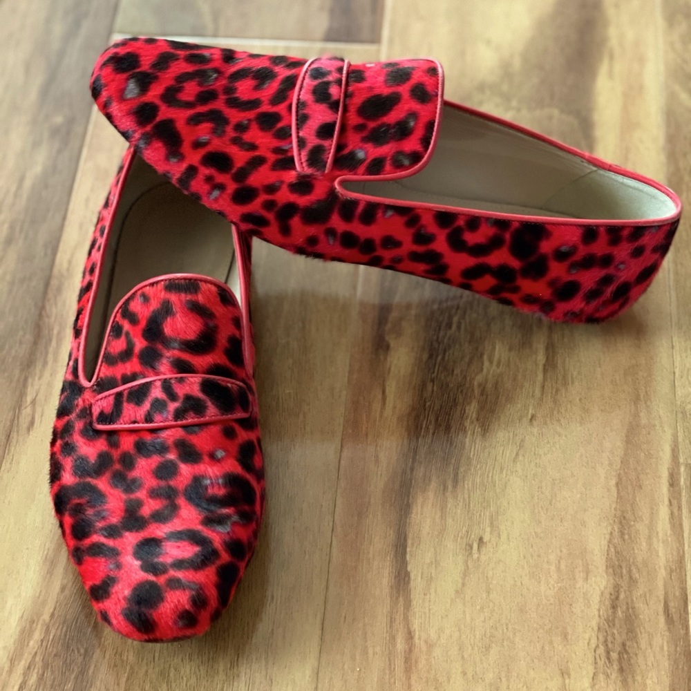 J.Crew Red Leapord Georgie Penny Loafers Size 8